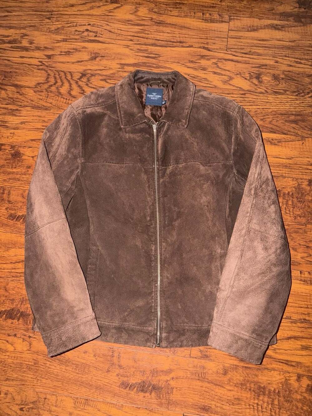 Faded Glory Vintage Brown Suede Leather Zip Up Jacket